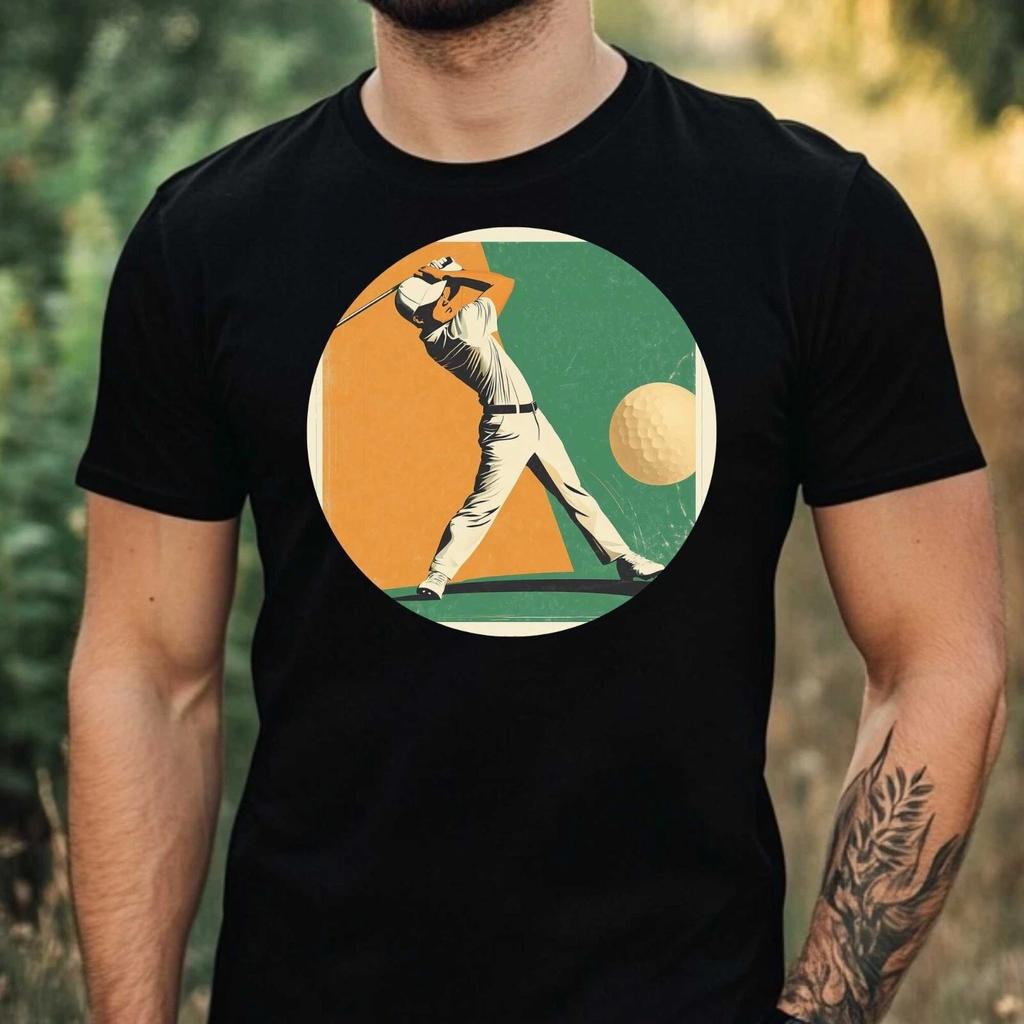 T-Shirt Herren Retro Golf Illustration Motiv Baumwolle Größe XS bis 5XL