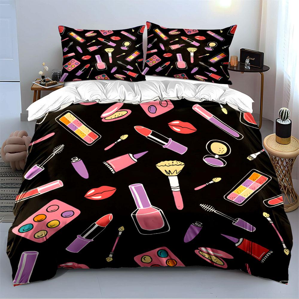 Makeup Pattern Bedding Set Bedding Duvet Cover Set Duvet Cover Pillowcases (1 * Duvet Cover 2 * Pillowcases, without duvet insert)