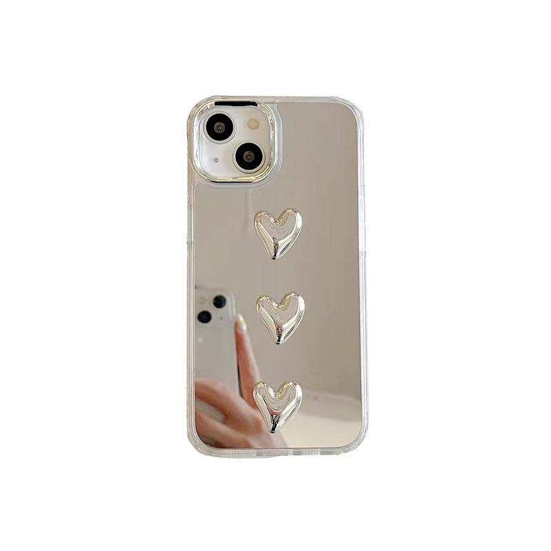 For IPhone16 Promax Mobile Phone Case for Apple 17 Mirror 14 Portable Makeup Mirror 13 Love Light Luxury Niche