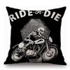 18" Black Vintage Motorcycle Club Poster Sofa Throw Pillow Cool Retro Motor Bike Cushion Home Decoration Rectangle Car Pillows