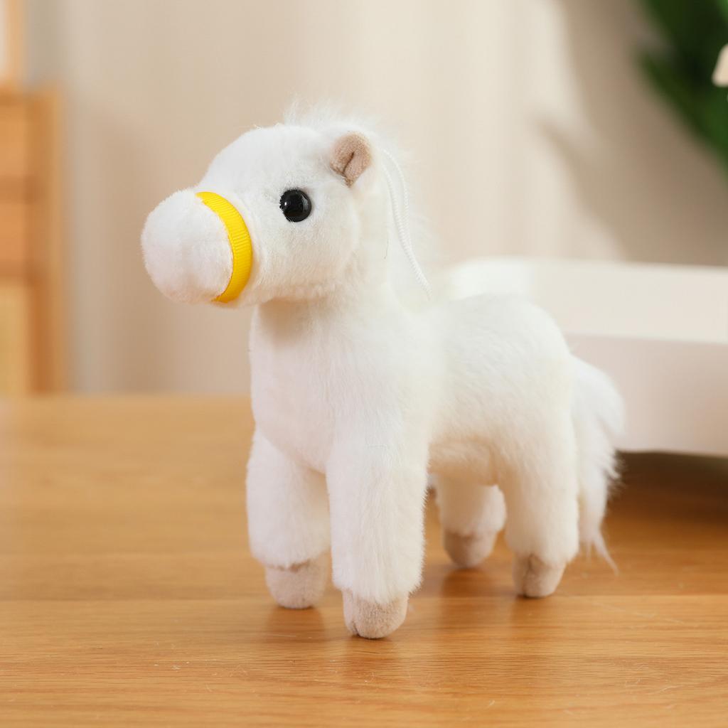 Cute Simulation Pony Doll Plush Toy Little White Horse Zodiac Horse Year Doll Children Accompany Soothing Doll