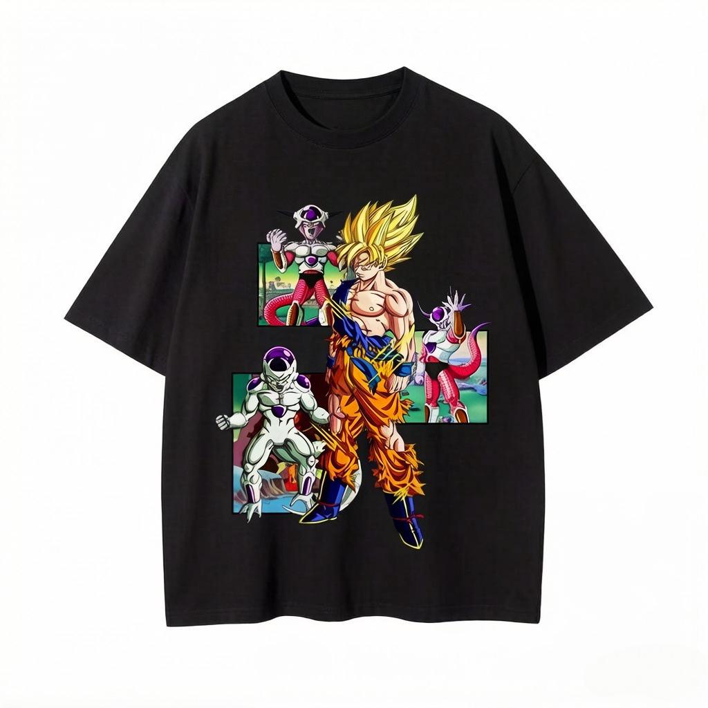 Мужская футболка Аниме Dragon Ball Принт Футболка Harley Cooku Хлопковая футболка Поп Уличный стиль Топ с коротким рукавом Белый