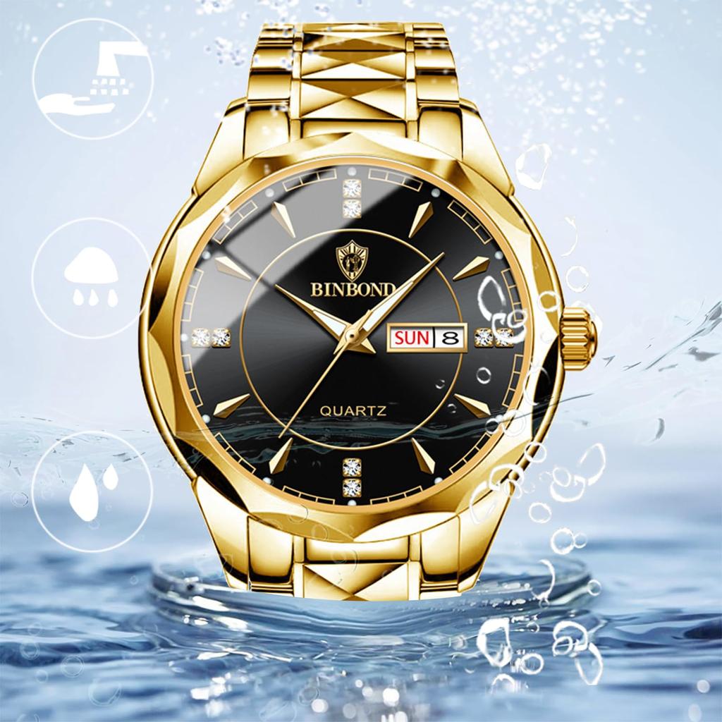 Calendar 3ATM Waterproof Luminous Analog Display Stainless Steel Stylish Pair Watch Pair Watch Quartz Leisure Business Couple Fashion Accessories