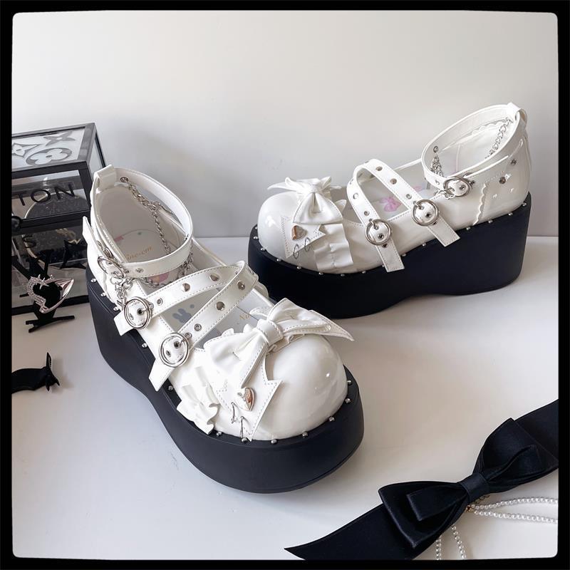 MGG ретро панк гот платформа красотка обувь Лолита хип-хоп девушка обувь Лолита JK маленькая кожаная обувь милая крутая