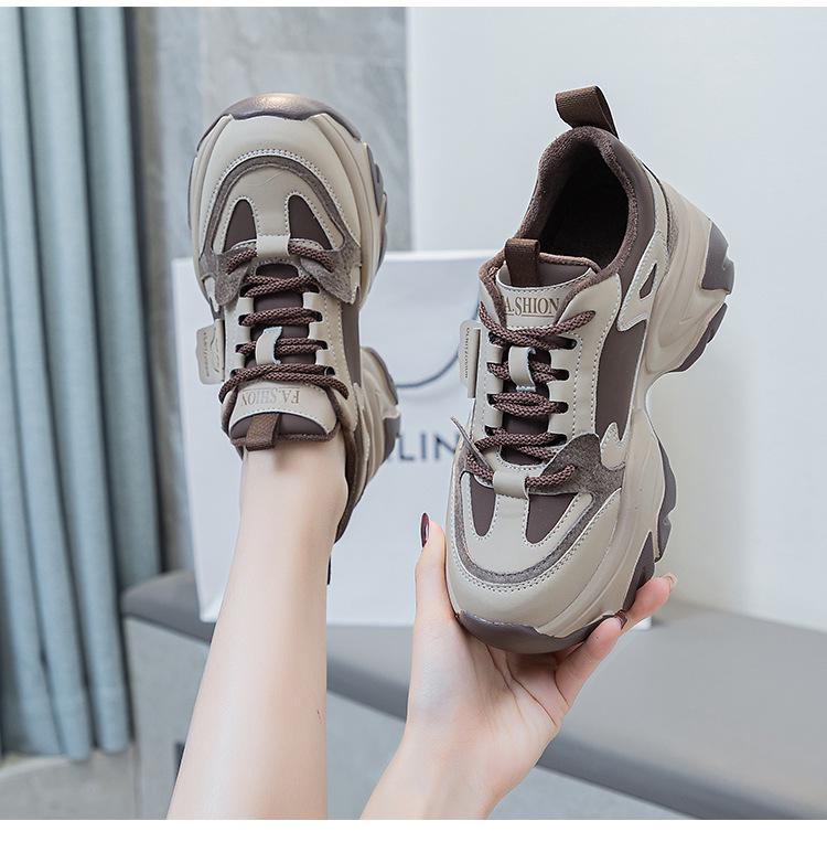 Модные женские туфли для пап из натуральной кожи на толстой подошве 2024 года — модный и спортивный универсальный стиль