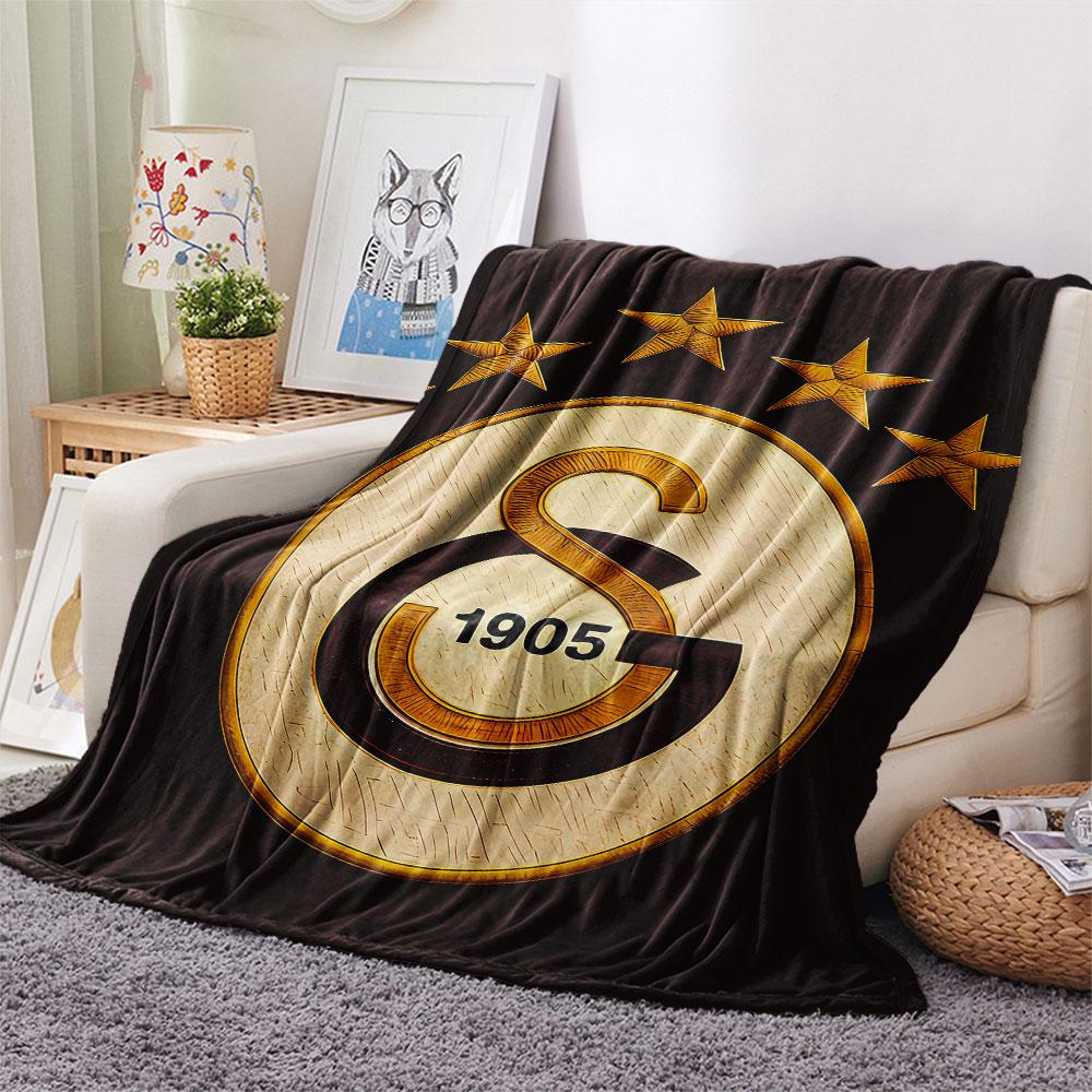 Galatasaray SK Logo Printed Flannel Blanket, soft throw for bedroom sofa, washable, fan merchandise, great gift.