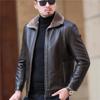 Свободная меховая куртка-папа из натуральной кожи, мужская повседневная кожаная куртка из овчины, утолщенная куртка для мужчин среднего возраста