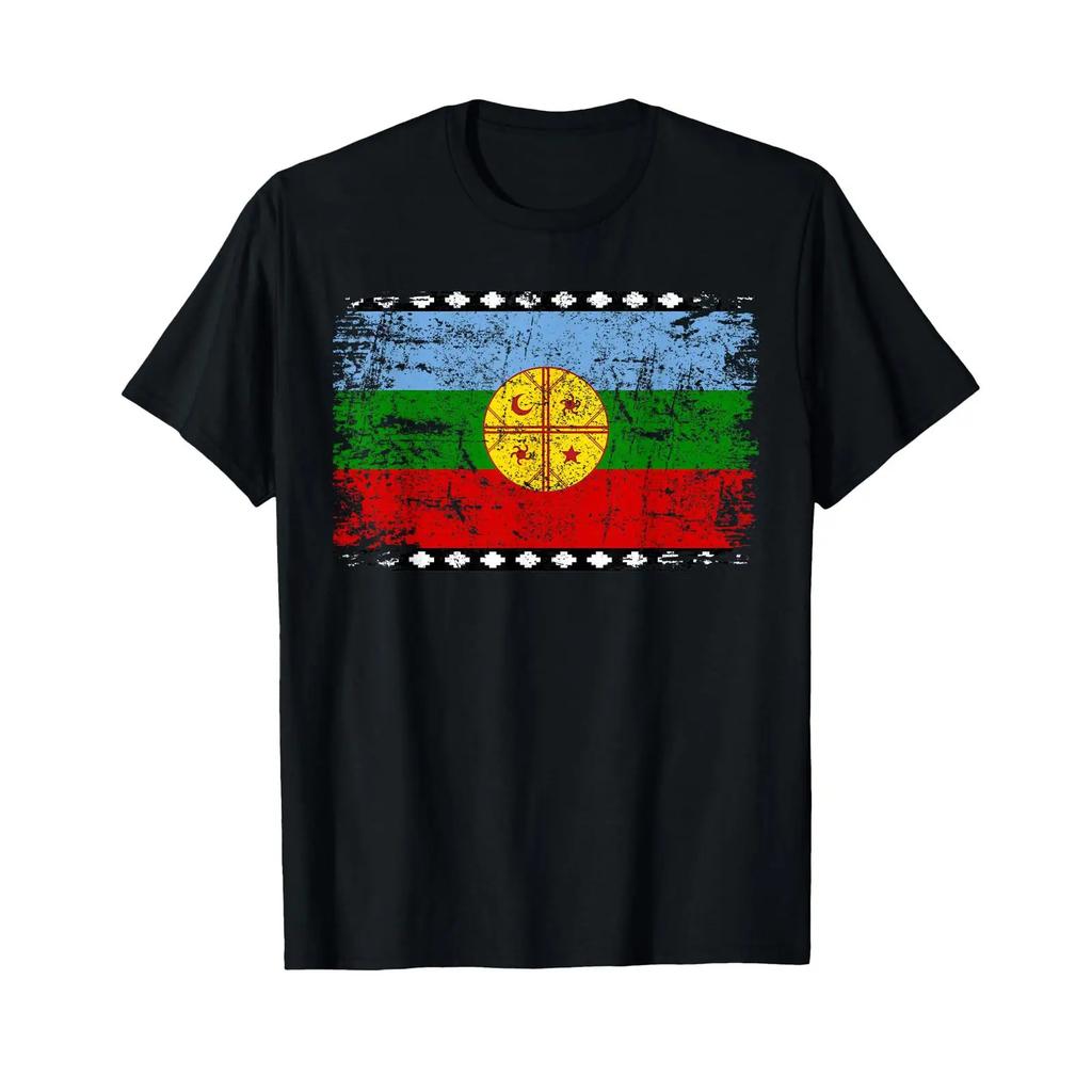 MAPUCHE FLAG T Shirt vintage Washed Stylish streetwear Comfortable graphic homme Stretched Unisex designer clothes Casual
