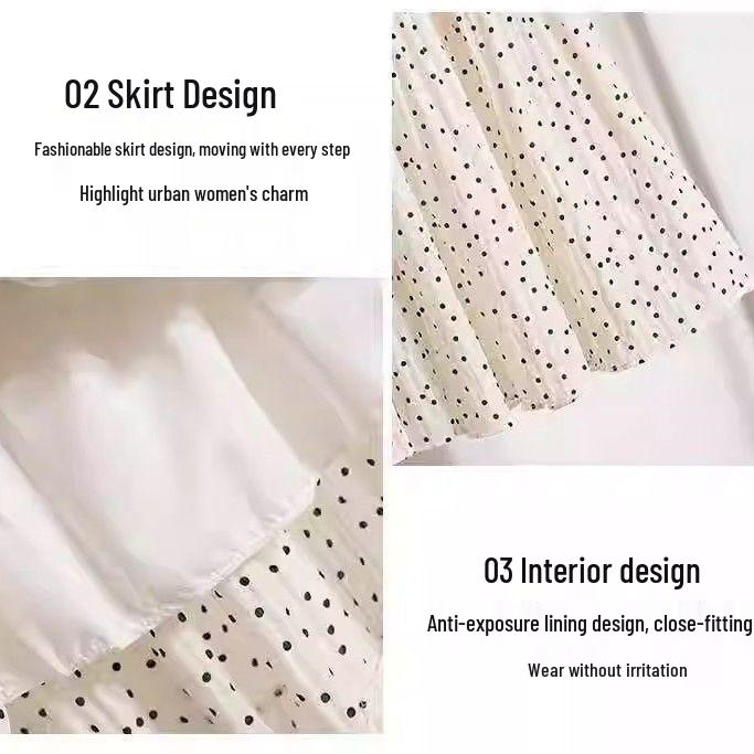 Универсальная юбка миди в горошек 2025: Вдохновлённый японским стилем, с высокой талией, приталенный А-силуэт с плиссировкой