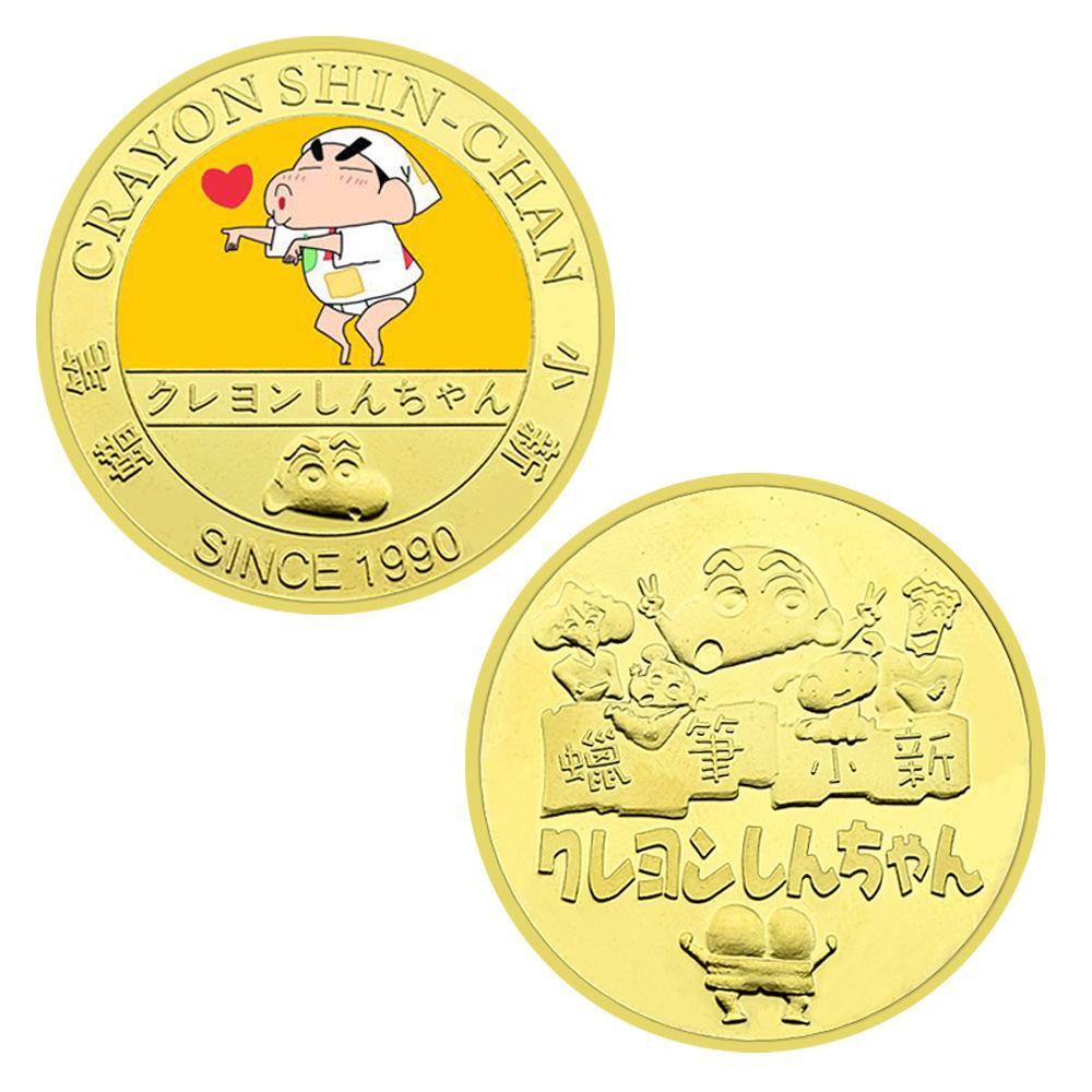 Gold plated colored commemorative coins for Japanese manga and anime merchandise, anime children's souvenirs