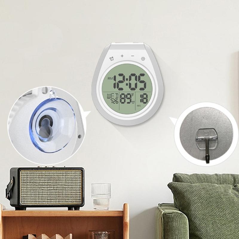 Таймер для душа Цифровые часы Водонепроницаемый ЖК-экран Формат 12/24 часа Отображение температуры Функция обратного отсчета Крепление на присоске