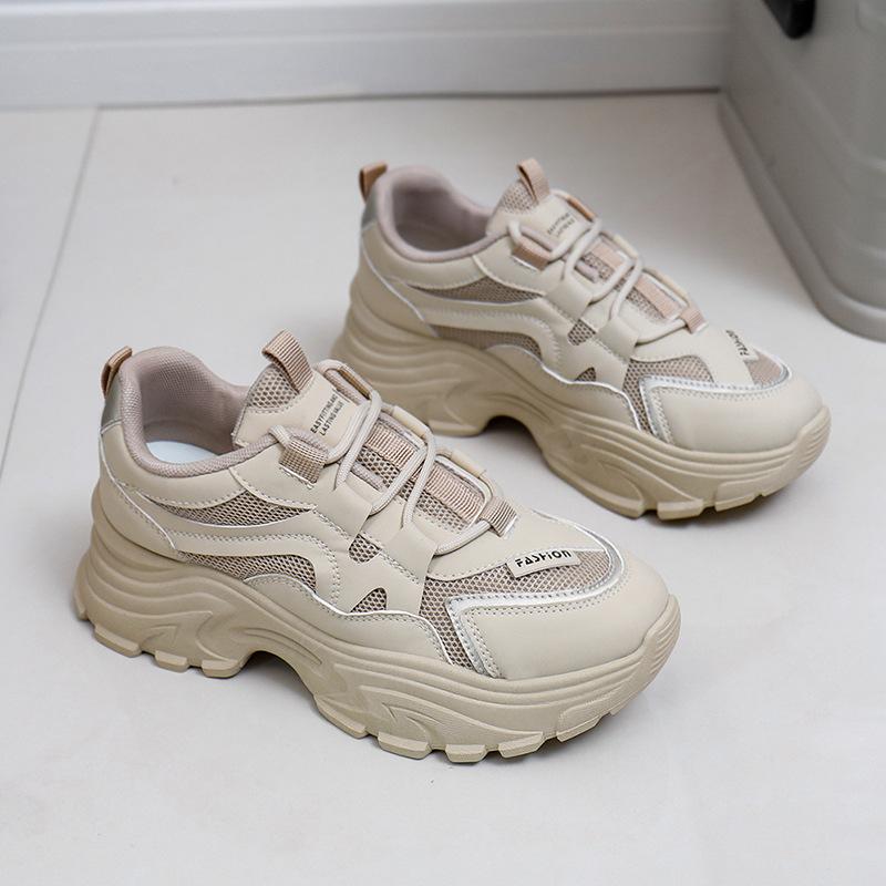Инс корейская версия новых кроссовок для женщин 2025 весна студенческие беговые спортивные туфли на платформе для увеличения роста повседневная обувь для женщин QRJ05