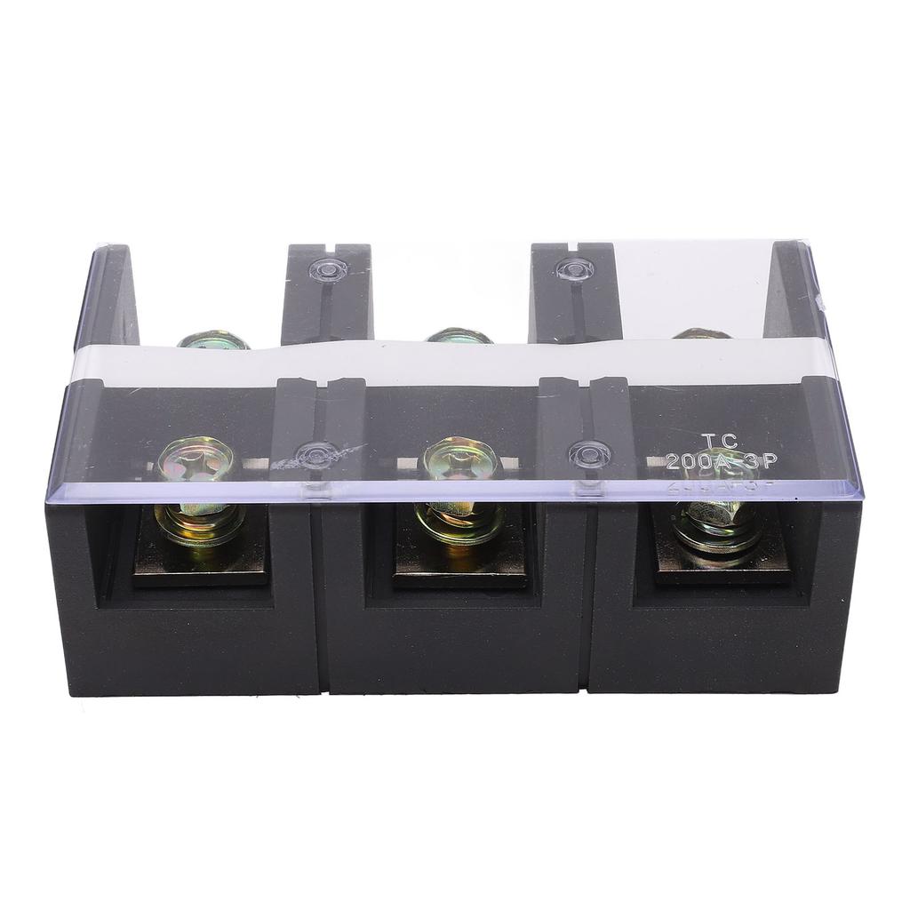Cable Terminal Strip Dual Rows Fixed High Current Screw Mount Wire Barrier Block with Cover 200A