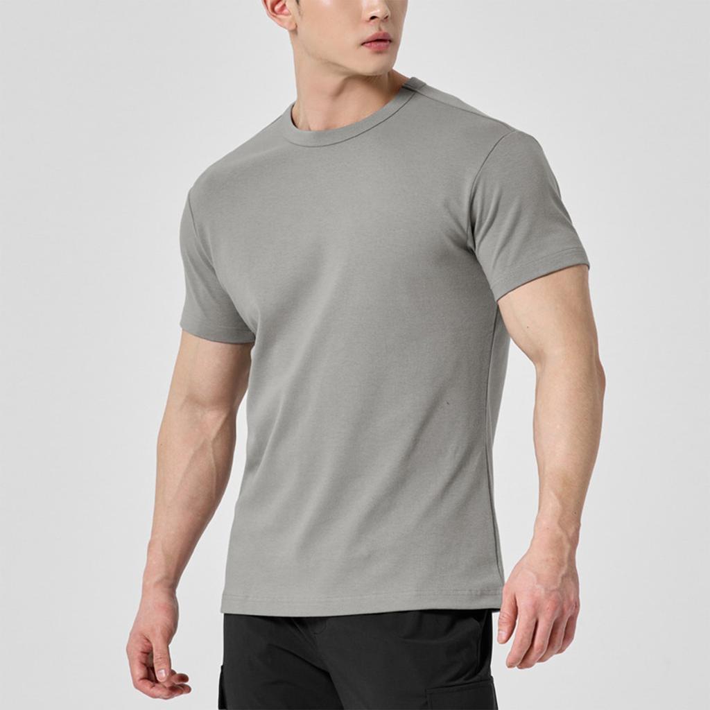 Men's Summer Solid Color Short Sleeve Stretch Breathable Slim Top
