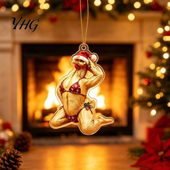 Home Festival Hanging Accents Bikini Christmas Ornaments, Quirky Santa Claus Dachshund Highland Cow Decoration, Hilarious Fireplace Ornaments Acrylic