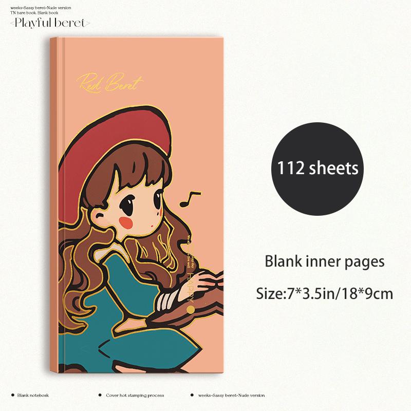 Vintage Style Hardcover Notebook with Thickened Horizontal Inner Pages, Portable and Cute Cat Notebook