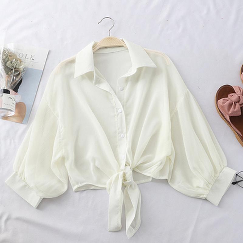 Casual Sun Protection Clothes Female Shirt Summer Thin Cardigan Women Blouses Tops Solid Plus Size Ladies Tops EMA