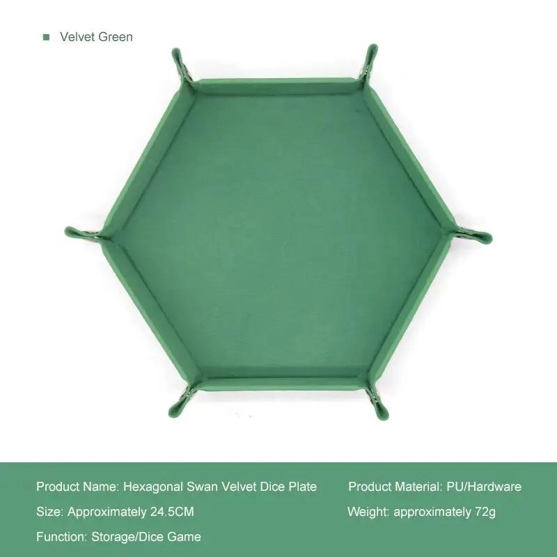 1pc Hexagonal Dice Tray and Miscellaneous Storage Box Board Game Dice Tray Accessories Leather Dice Tower Rolling Tray Set Tray