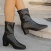 Модные женские ботильоны из кожи на высоком каблуке, зимние дизайнерские новые туфли с квадратным носком для женщин, трендовая обувь для вечеринок 2024 года, туфли-лодочки, платье, женская обувь Zapatos