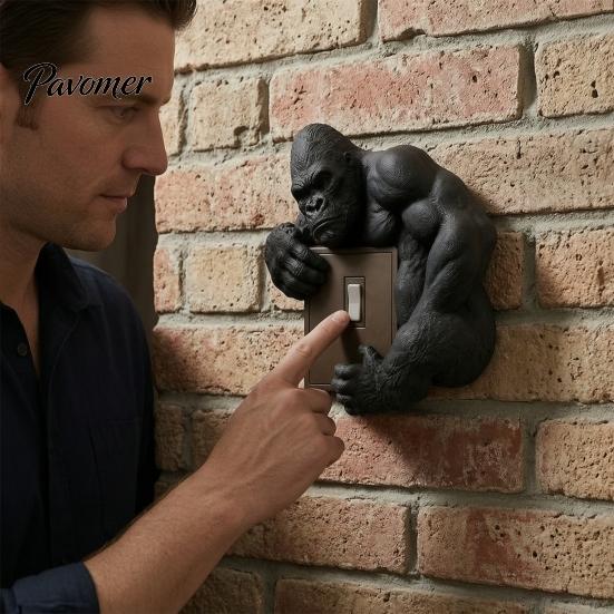 Скульптура накладки на выключатель Животное 3D Панель-декор Горилла, Чехол для настенного светильника Орангутан, Декор-чехол для дома, спальни, гостиной, Легкая установка