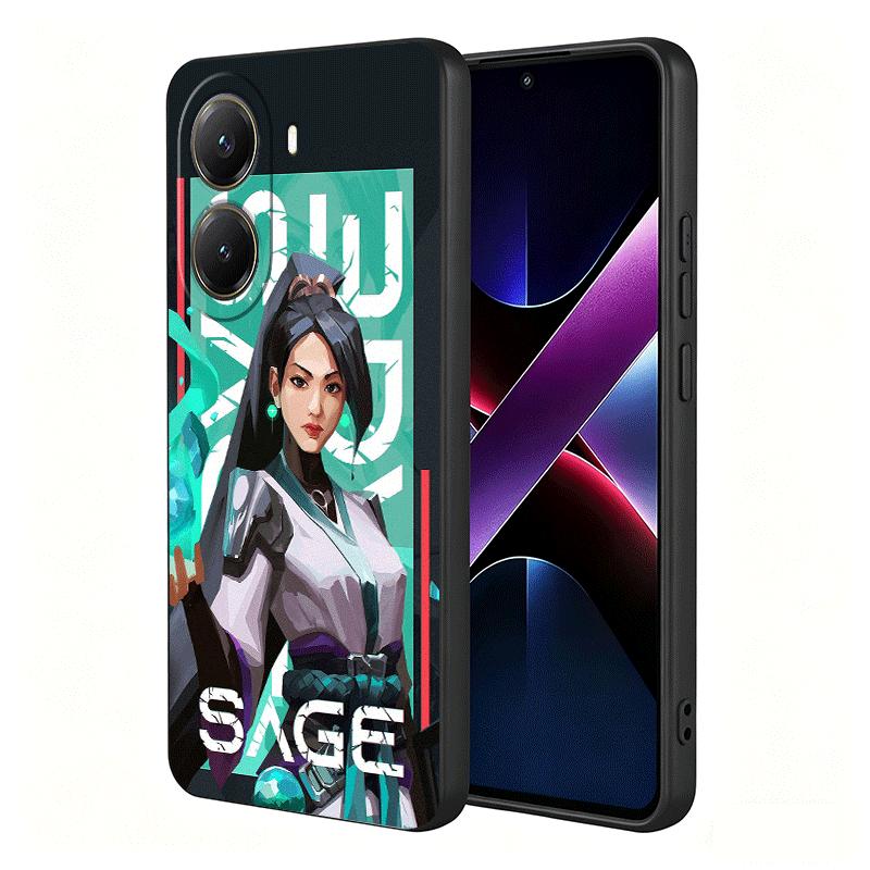 Мягкий чехол для телефона V-Valorant Sage для Xiaomi Poco X5 X6 X7 X8 Pro Max X3 F7 F8 Ultra M8 M7 M6 M5 Redmi 15 15C 14C 13C 12C X4 F6