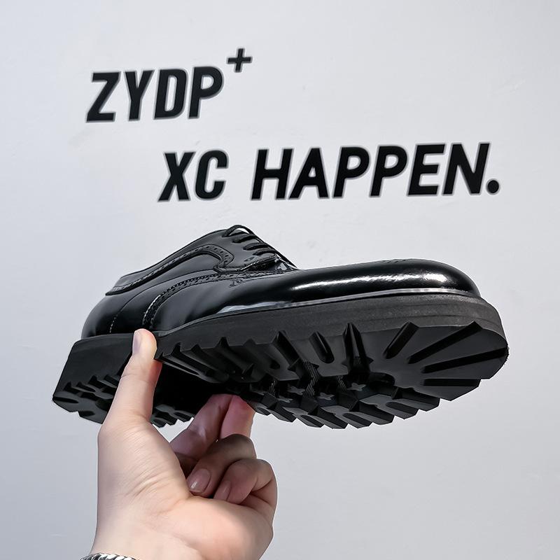 Британские кожаные туфли мужские 2024 новые деловые туфли на платформе с завышенной талией мужские туфли с гравировкой 44305-1-J