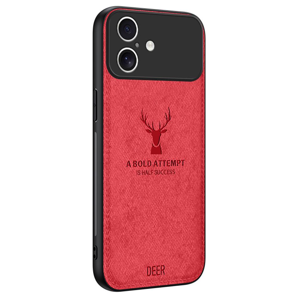 For iPhone 17 Case Deer Pattern Cloth Texture PU + PC + TPU Phone Cover