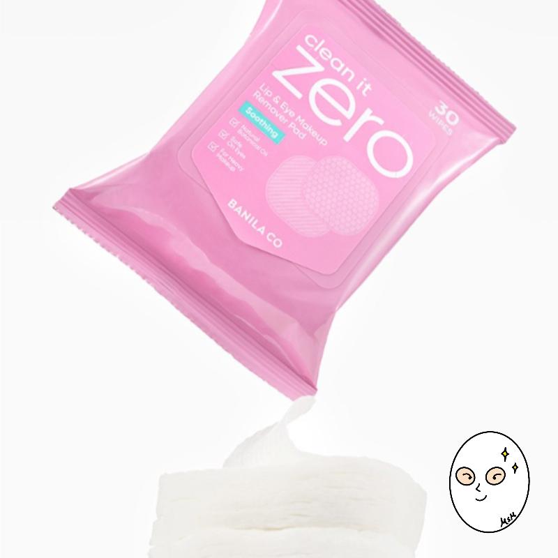 Banila Co Clean it zero soothing Lip & Eye makeup remover pad 30 sheets, 2EA