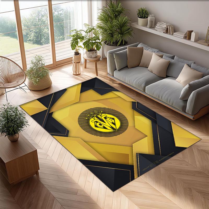 Villarreal FC Soccer Football Pattern Soft Area Rug Non Slip Indoor Floor Carpet Sports Decor Mat for Bedroom