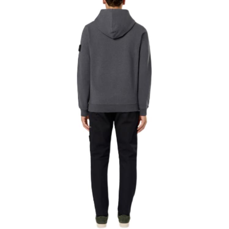 STONE ISLAND Однотонный худи с принтом логотипа, с длинным рукавом, мужской свитшот, серый 811560820-V0M67