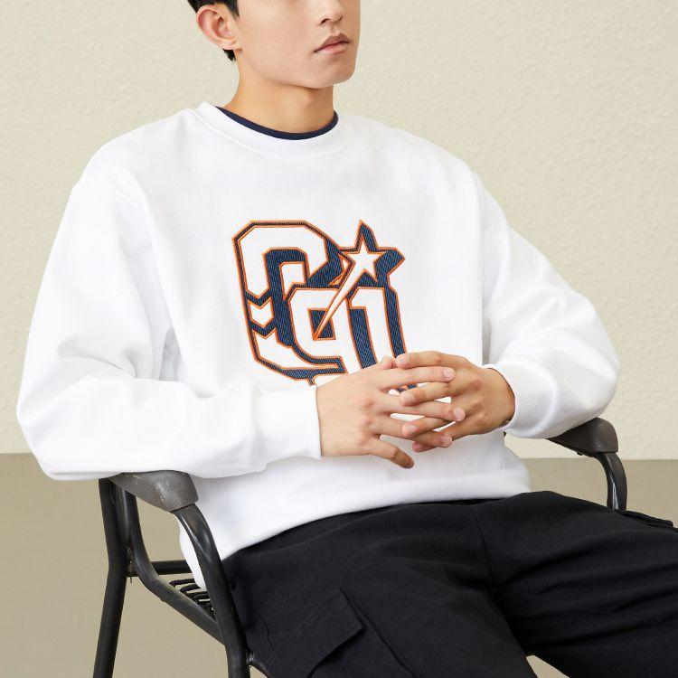 Anta Life Series Логотип Цифровой Принт Узор Пуловер На Флисовой Подкладке Длинный Рукав Толстовка Унисекс Топы Белый 152248725-1