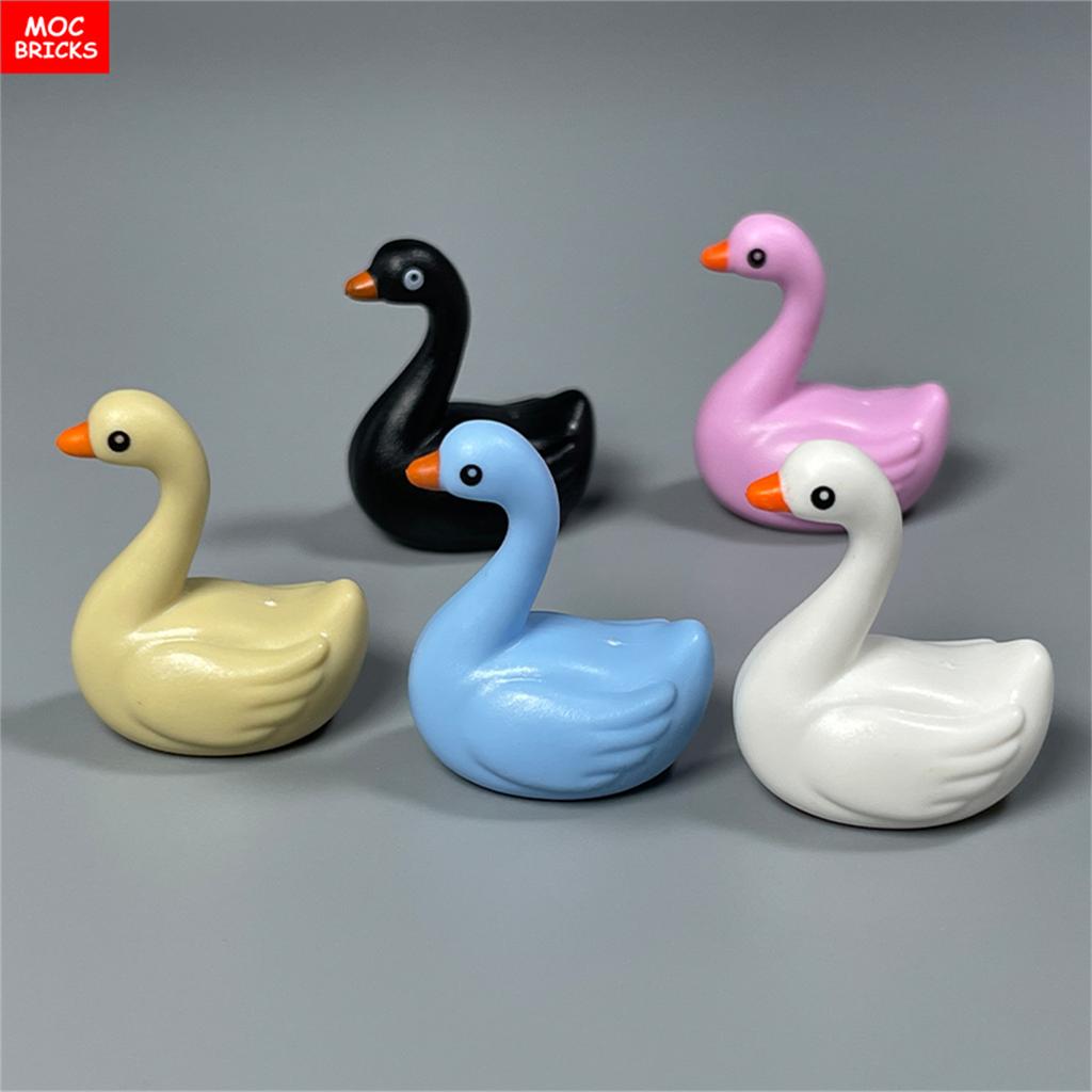non-toxic MOC Bricks Animal Duck Swan River Lake Farm Scene View Accessories DIY Building Blocks Toys for Children Gifts