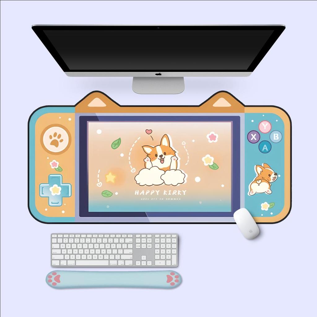 DATA FROG Большой коврик для мыши с милыми кошачьими ушками, компьютерная клавиатура, настольный коврик, большой геймерский коврик для мыши, розовый игровой коврик с героями мультфильмов для девочек, Kawaii, игровые аксессуары