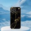 Мраморный арт Черно-золотой чехол для телефона для iPhone 16,15,14,13,12,11,17 Pro,Max,Plus,X,XS,XR,SE,Mini Прозрачный мягкий чехол