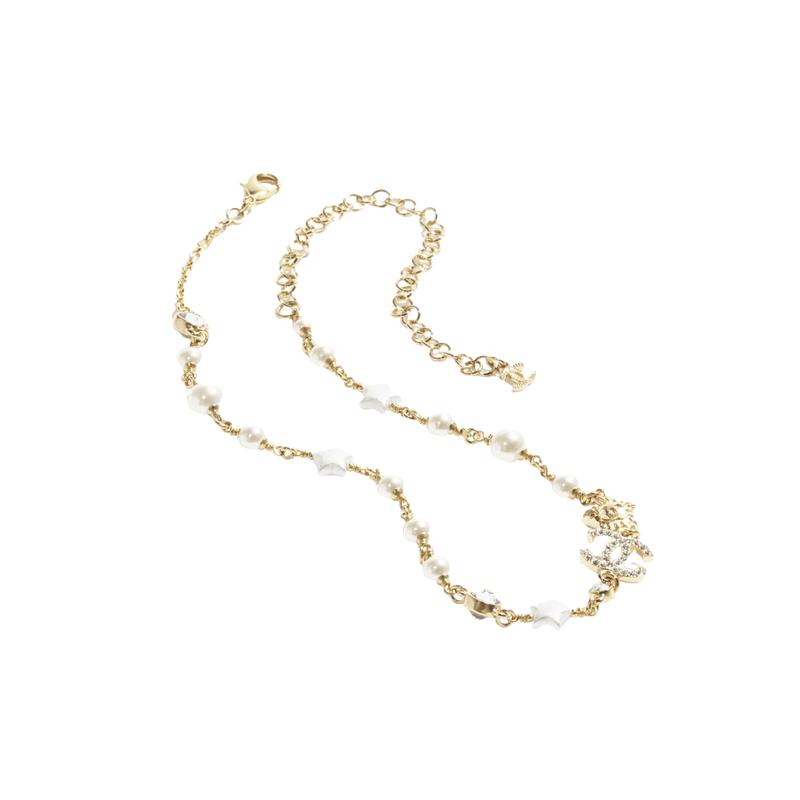Chanel Двойное C Классическое Двойное C Жемчуг Мода Жемчужное Ожерелье Женское Золото