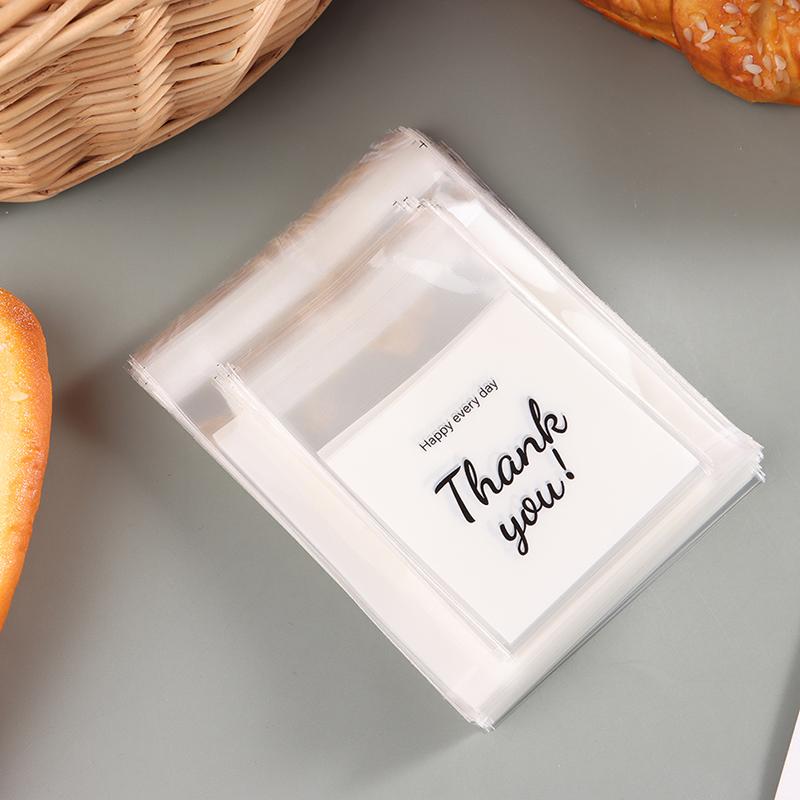 100 шт./упак., прозрачные пакеты с надписью «Спасибо», самоклеящиеся пакеты для конфет, печенья, выпечки, кондитерских изделий