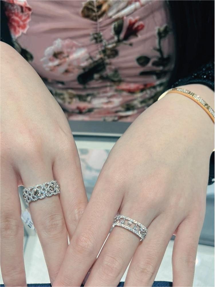 Кольцо V Gold Dewdrop: Женское 18-каратное розовое золото с роскошным полым дизайном и полностью усыпанное бриллиантами, не тускнеющее