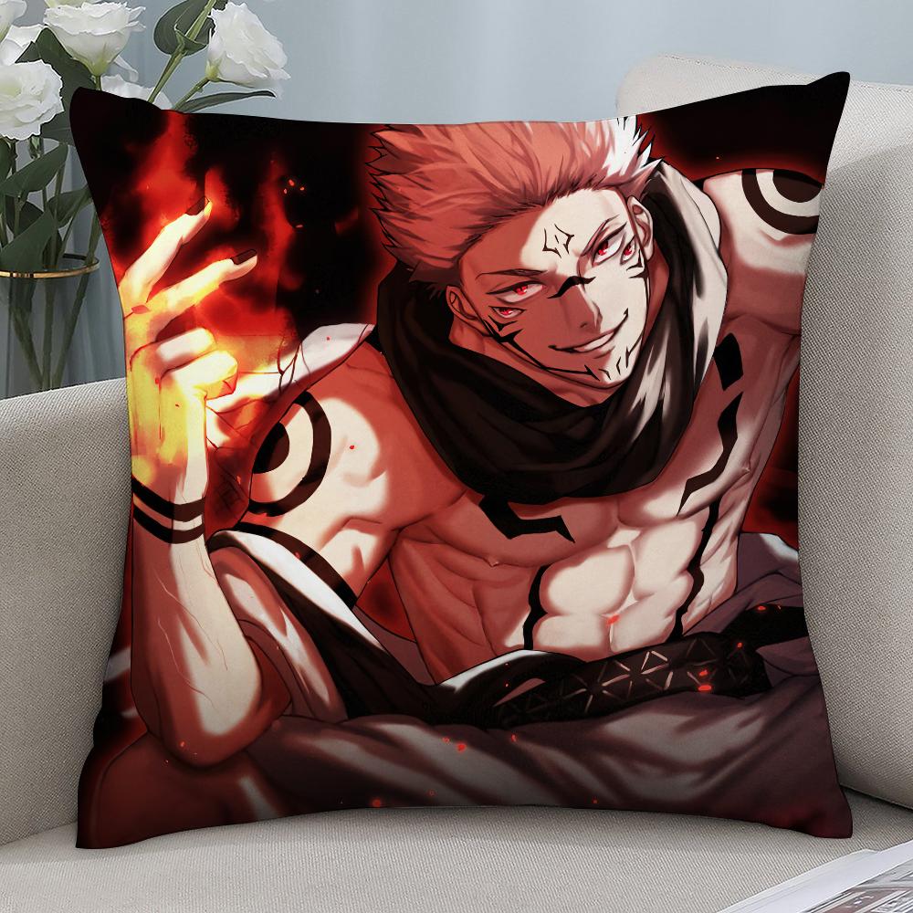 J-Jujutsu Kaisen Рёмен Сукуна Наволочка Короткий Плюш Чехлы для Подушек Декор Дивана Подарок Дом Двусторонний Принт Чехол для Подушки