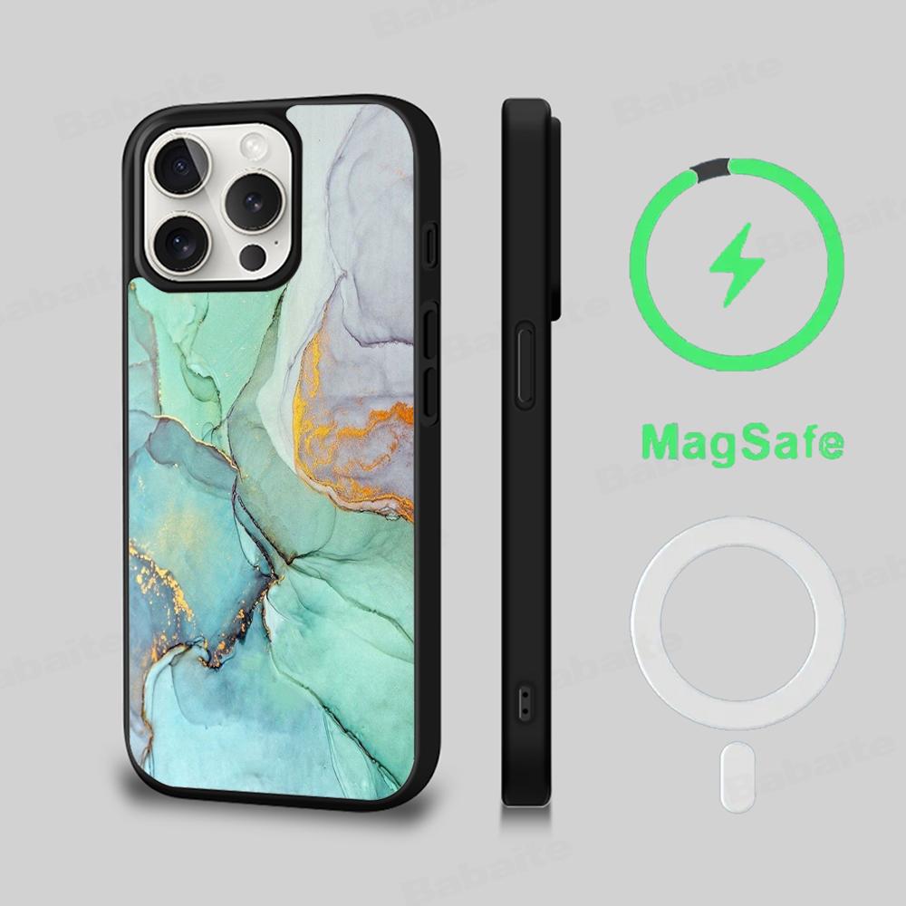 Marble Art Phone Case Magnetic Case For IPhone 16 14 13 12 11 15 Pro Max Plus For Magsafe Wireless Charge Cover