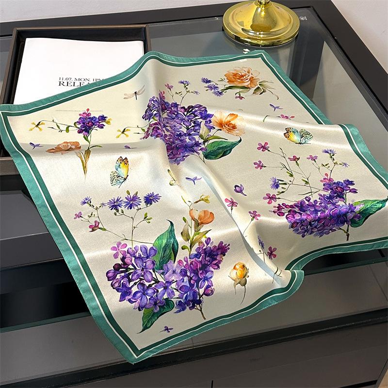 New 100% Natural Real Silk Scarf Women Bandana Square Scarves Wrap Kerchief Mulberry Fashion Luxury High Quality Hijab For Lady