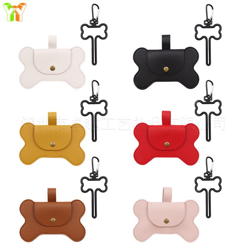 Spot PU Leather Bone-Shaped Pet Waste Bag Dispenser for Cats and Dogs