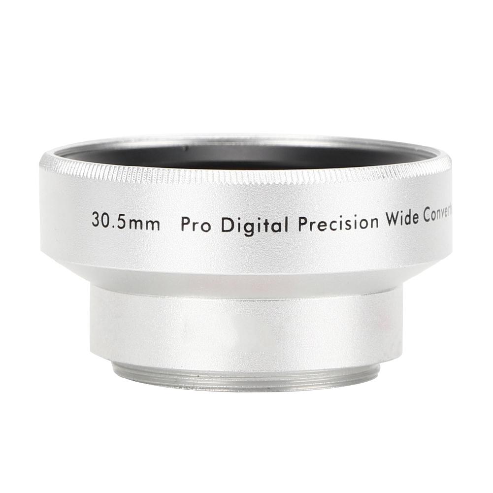 Optical Glass Silver 0.45X Camera Wide Angle Magnification Additional Lens for 30.5mm Camera Lenses
