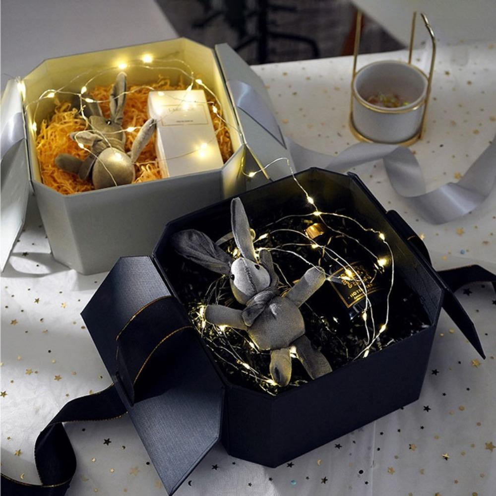 1 шт. Подарочные коробки с двойными крышками для подарков Восьмиугольная подарочная коробка Коробки для сладостей с лентой Коробки для подарков на вечеринку Складная упаковочная коробка Подарочная упаковка с предложением