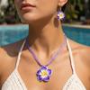 Soft Clay Flower Necklace Earrings Set Flower Jewelry  Beach Vacation Accessory