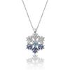 Rhodium Plated Snowflake Necklace with Zircon Stone and Silver Chain