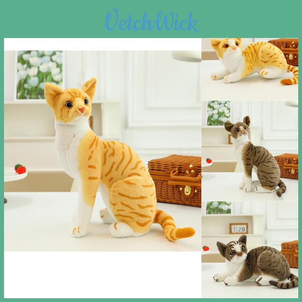 Реалистичная плюшевая игрушка кошка, как живой короткошерстный котенок, мягкая игрушка кукла оптом