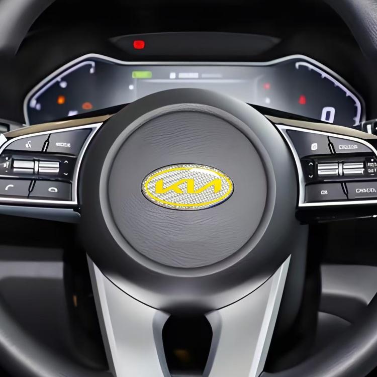 QZGF3 1pcs 3D newest KIA KN carbon fibre steer wheel emblem Sticker Car Steering Wheel Car Interior Emblem Car styling Accessories