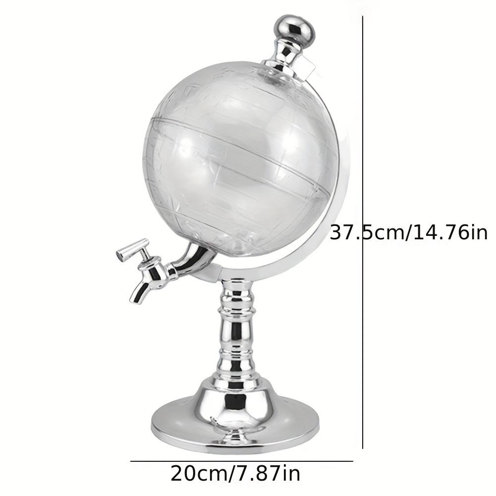 Stainless Steel Globe Whiskey Dispenser - 118.35oz Beverage Serving Container, Home Bar Accessories & Party Tool with World Map Design