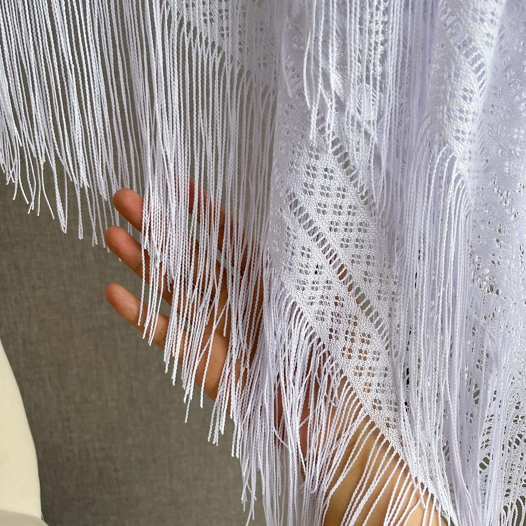 Летний кружевной вязаный ажурный шелковый шарф-шаль, длинный с тонким шарфом-накидкой