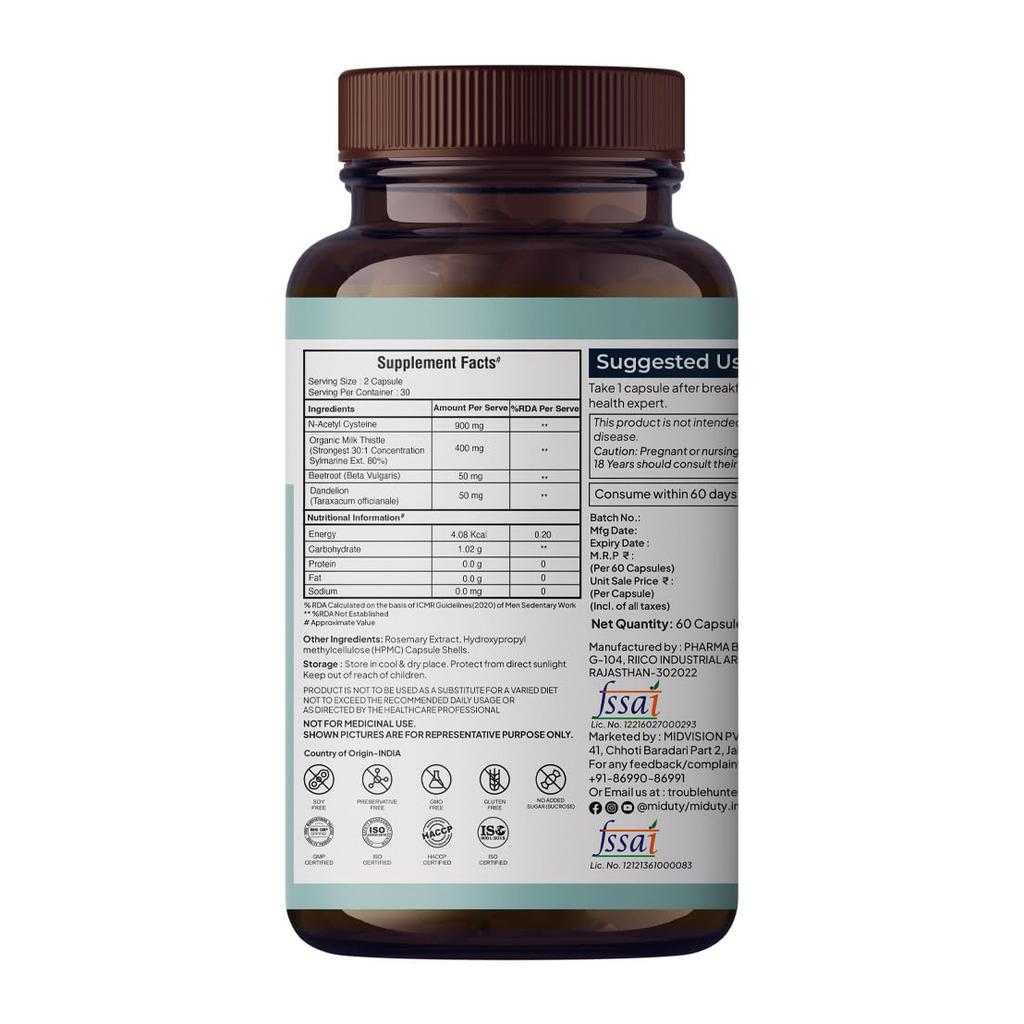 Добавка для детокса печени (60 кап), Liver Detox, Miduty